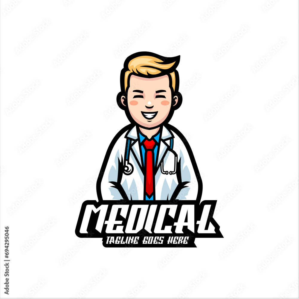 Illustration Vector Medical Cartoon Logo Style.
