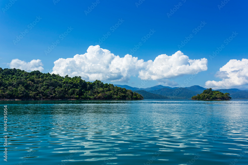 Beautiful landscape with the sea and blue sky on the island of Koh Chang, Trat Province