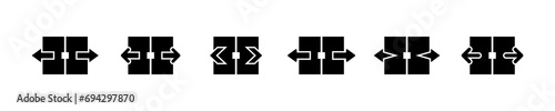Set of automatic doors vector icons. Auto open door or gate icons. Contactless open in building. Vector 10 Eps.