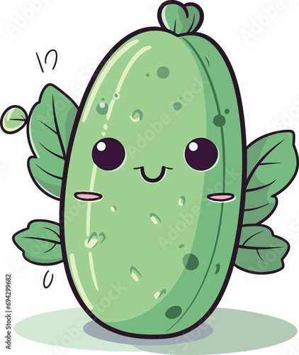 cucumber in kawaii style. vector illustration