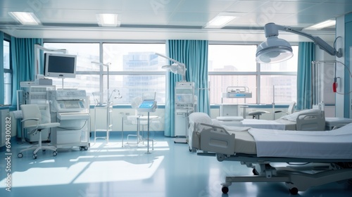 Modern hospital isolation room photo