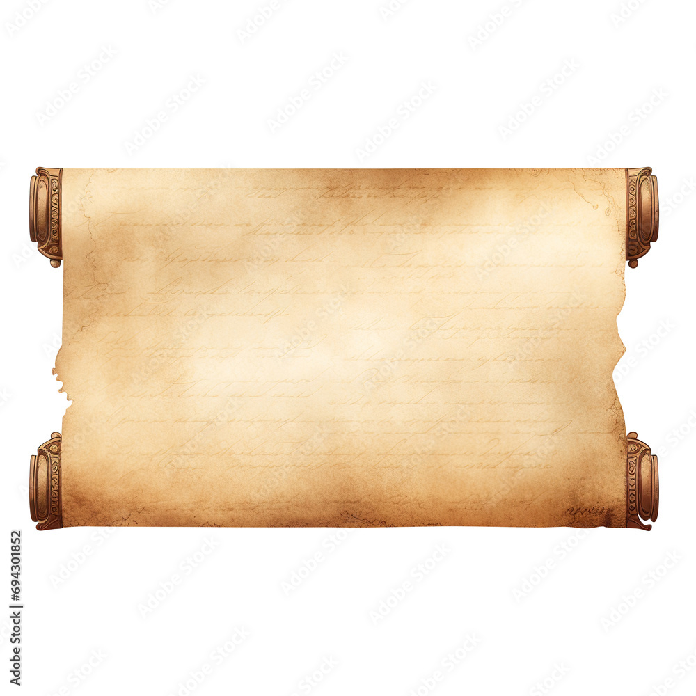 old paper scroll isolated on transparent background Remove png, Clipping Path, pen tool