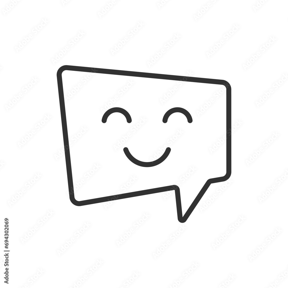 speech bubble with a smile, linear icon. Line with editable stroke speech bubble with a smile, linear icon. Line with editable stroke