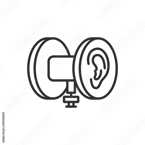 Binocular microphone for asmr, linear icon. Line with editable stroke