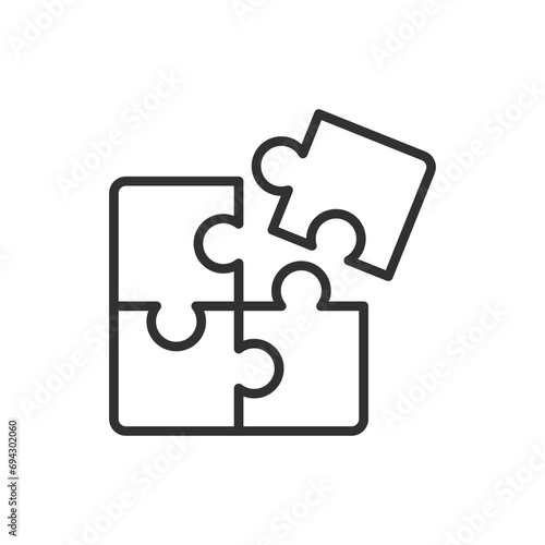 Puzzles connect, linear icon. Line with editable stroke