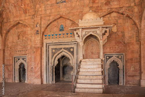 Interior of Jama masjid or mosque, Mandu, Madhya Pradesh, India, Asia. photo