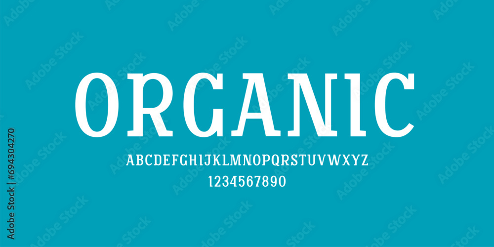Trendy slab serif alphabet font, uppercase letters from A to Z and numbers from 0 to 9 sets, vector illustration 10EPS