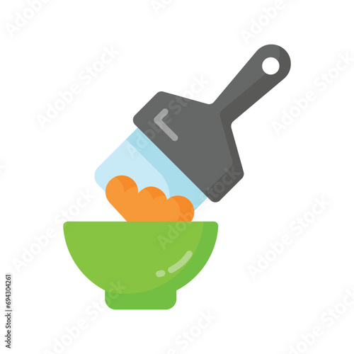 Brush with cream in bowl, concept icon of hair coloring, hair dyeing vector design