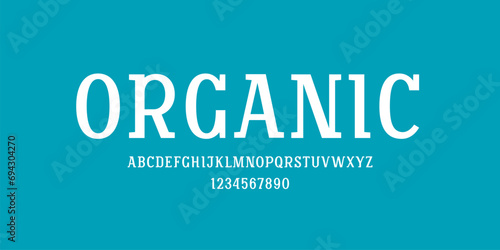 Trendy slab serif alphabet font, uppercase letters from A to Z and numbers from 0 to 9 sets, vector illustration 10EPS