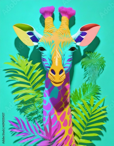 beautiful colorful fantasy giraffe