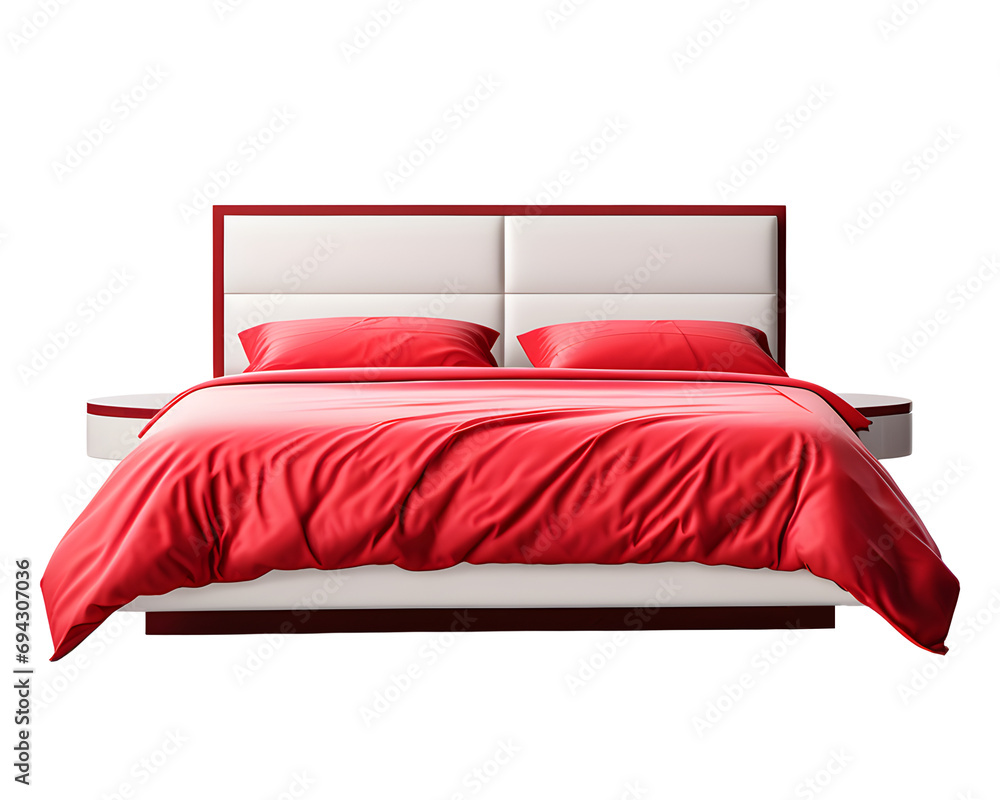 Modern Double Bed Isolated on Transparent Background