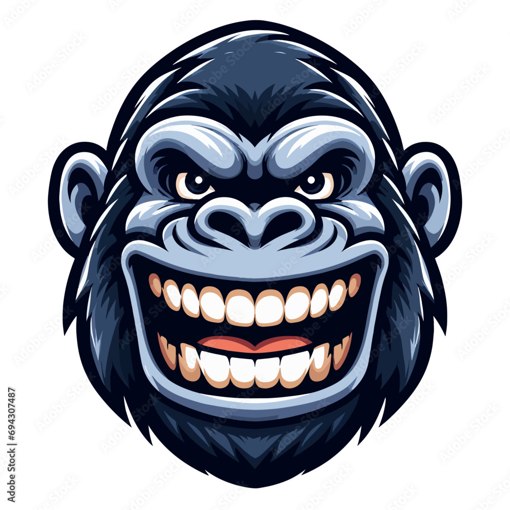 smiling gorilla head sticker, gorilla smile