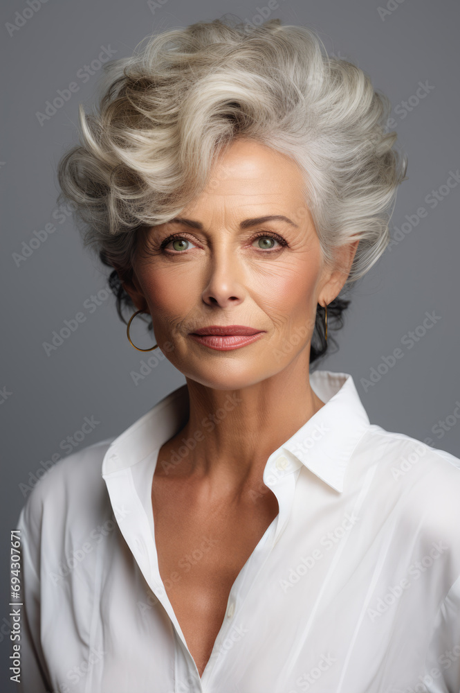 Middle-aged woman portrait with elegant hairstyle
