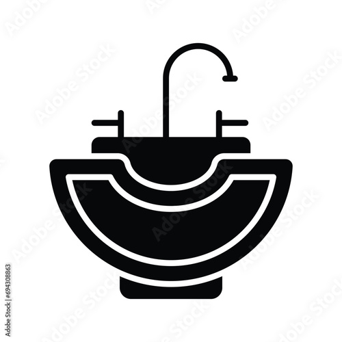 Trendy vector design of washbasin, barbershop accessories, bathroom equipments