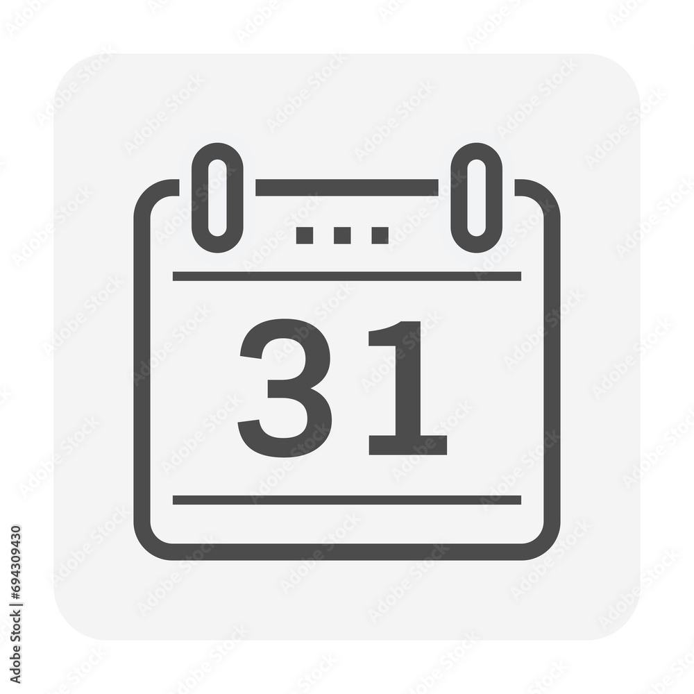 Advent calendar vector icon design isolated on white background consist of 31 number on square paper sheet. Concept for countdown, last year, deadline or appointment. Decorative object for desk office Advent calendar vector icon design isolated on white background consist of 31 number on square paper sheet. Concept for countdown, last year, deadline or appointment. Decorative object for desk office