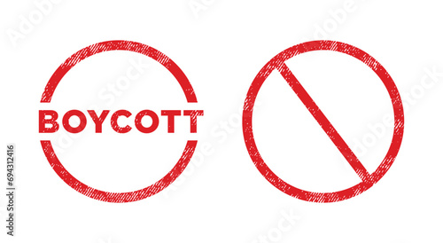 Set of circle boycott red stamp icon vector illustration in transparent background fit for watermark boycott product photo