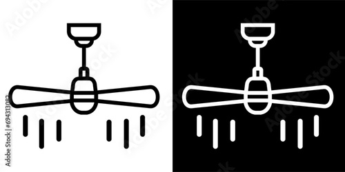 Ceiling, fan, home appliances Icon. Electronic Devices Icon And Hardware Icon. Black icon. Black line logo.