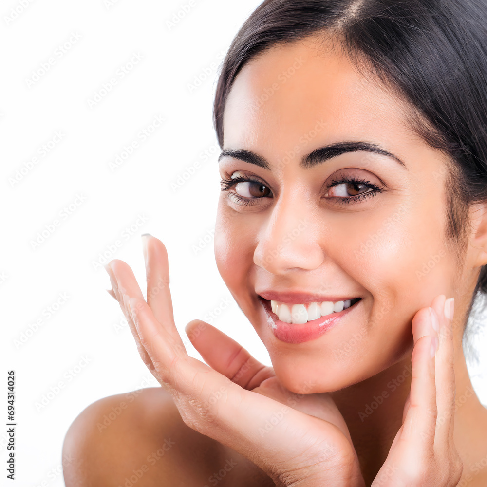 Latin American girl smiling, skin care concept, copy space Latin American girl smiling, skin care concept, copy space