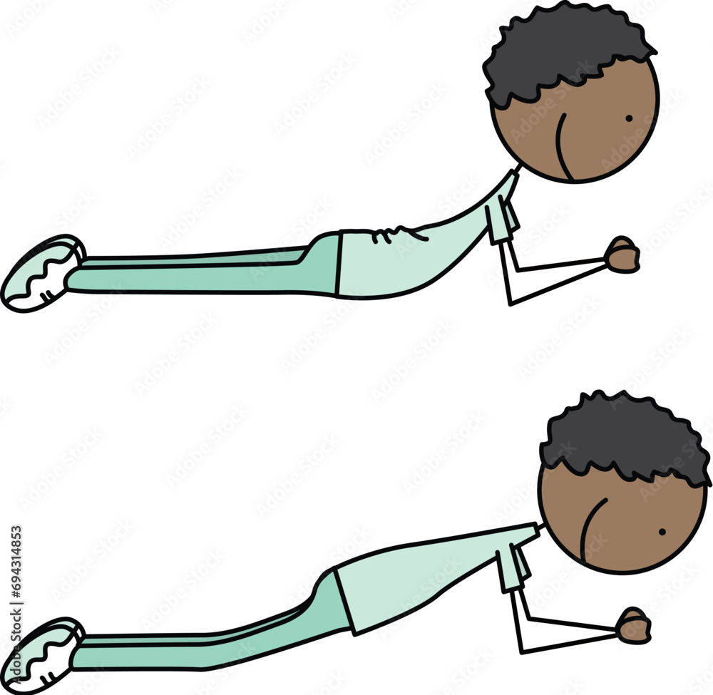Cartoon vector illustration of a boy exercising - abdominal bridge Cartoon vector illustration of a boy exercising - abdominal bridge