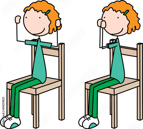 Cartoon vector illustration of a girl exercising - goal post press