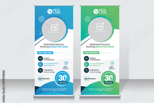 Vector Health care Medical Roll up Banner Template Design