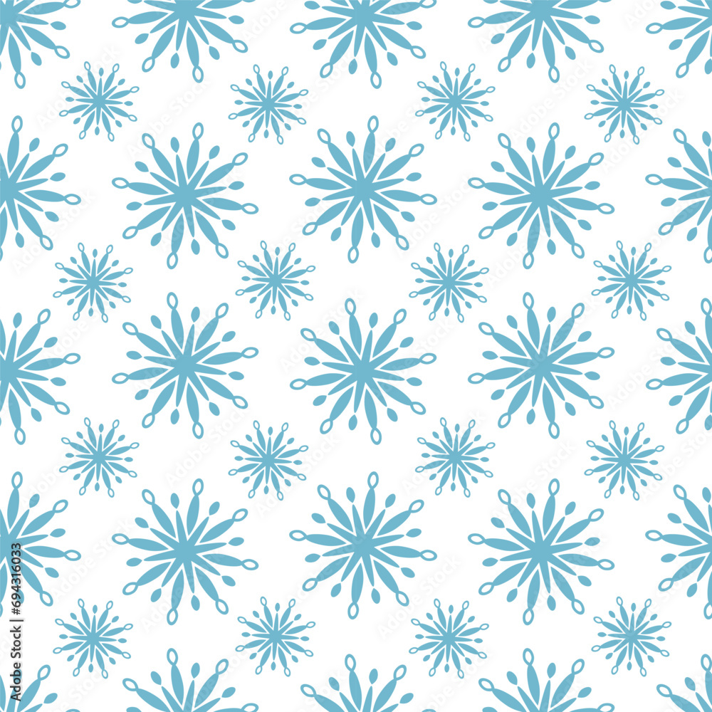 Seamless winter pattern. Decorative blue snowflakes Seamless winter pattern. Decorative blue snowflakes