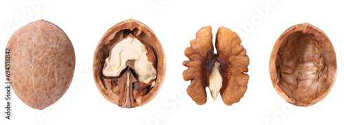 Set of nuts walnuts in PNG isolated on transparent background