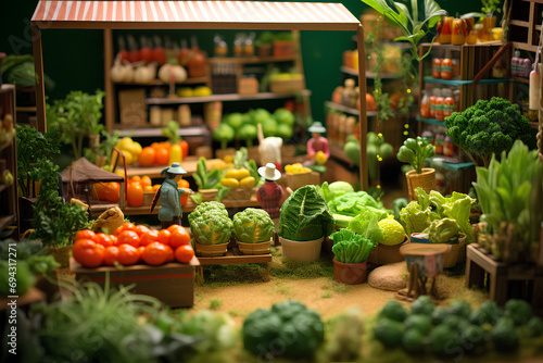 野菜の朝市（ジオラマ） © mamio