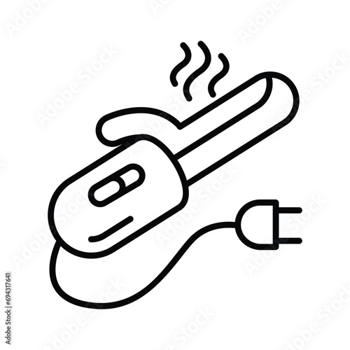 Professional hair styling, curling iron vector design, icon of hair curler
