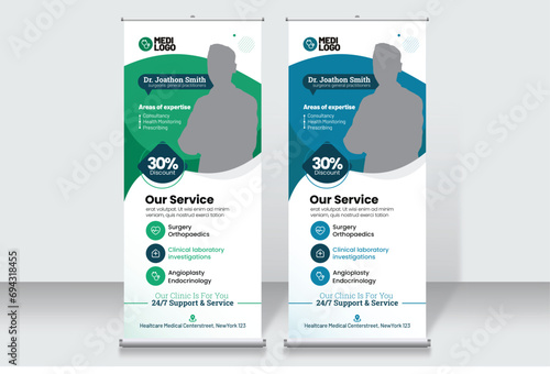 Vector Health care Medical Roll up Banner Template Design