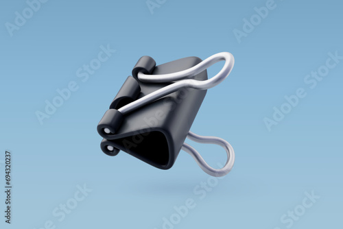 3d Vector Black paper clip  Fastener document sheets clip  Office and Business concept.