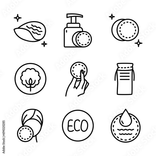 Cotton pads line icon. Round Cotton Pads outline vector icon. Cotton sponges icon. Makeup, hygiene products vector illustration