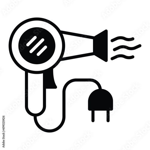 Premium and modern icon of hair dryer in trendy style, electronic appliance