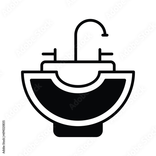 Trendy vector design of washbasin, barbershop accessories, bathroom equipments