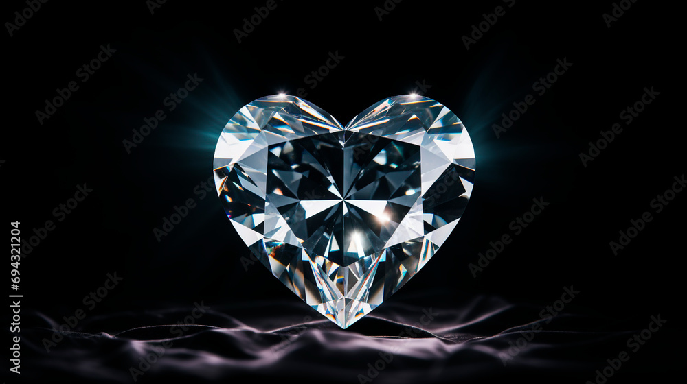 Diamond heart on a black background. Selective focus. Diamond heart on a black background. Selective focus.