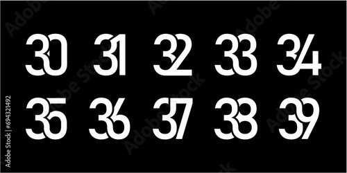 30, 31, 32, 33, 34, 35, 36, 37, 38, 39 Letter Initial Logo Design Template Vector Illustration photo