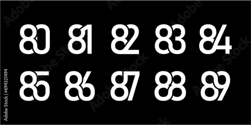 80, 81, 82, 83, 84, 85, 86, 87, 88, 89 Letter Initial Logo Design Template Vector Illustration photo