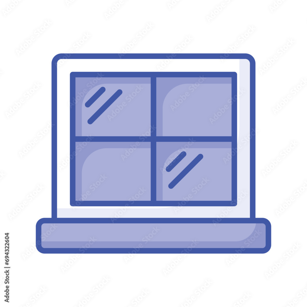 Glass window with different blocks, icon of window in modern style Glass window with different blocks, icon of window in modern style