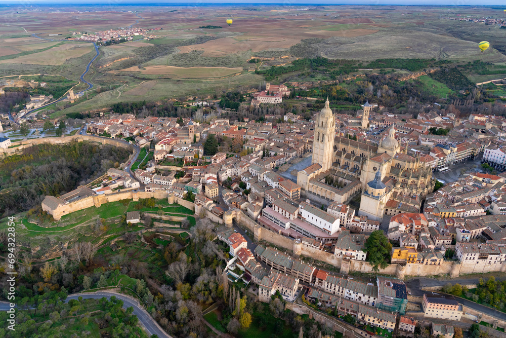 Views from above of the city of Segovia in Spain