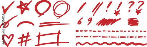 빨간펜 체크 메모, 손그림, 손글씨, simple hand-written red check memo photo