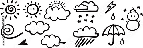 귀여운 날씨 아이콘, 손그림, hand drawing cute weather symbols
