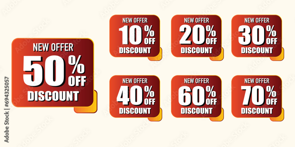 Sale and discount labels, Abstract offer Sale Discount labels set design, Discount tags collection with percent set, 10, 20, 30, 40, 50%, 60%, 70% percent sale promotion tag. Sale and discount labels, Abstract offer Sale Discount labels set design, Discount tags collection with percent set, 10, 20, 30, 40, 50%, 60%, 70% percent sale promotion tag.