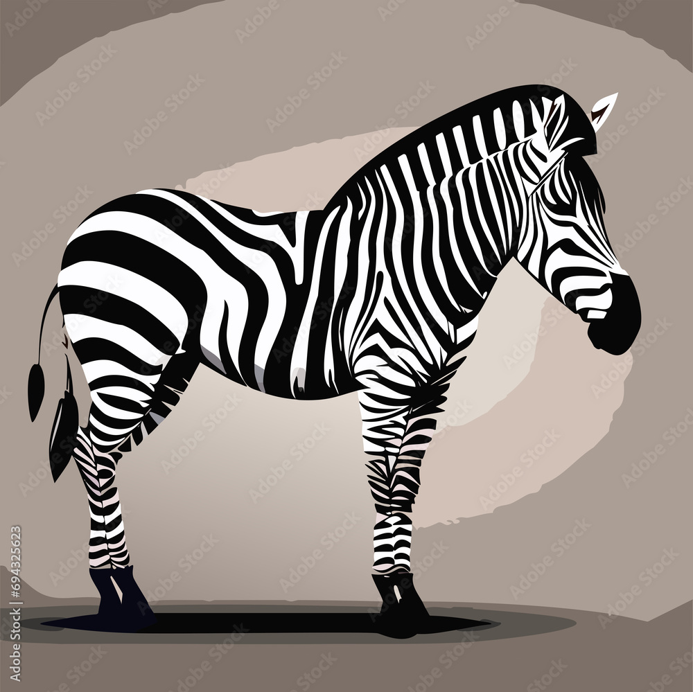 Zebra. Illustration. Zebra in natural grass habitat, Kenya National ...
