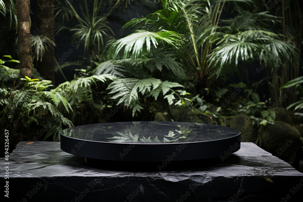 palm tropical tree nature with a podium palm tropical tree nature with a podium