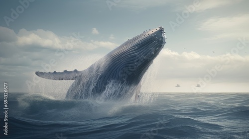 Illustration of a whale coming to the surface photo