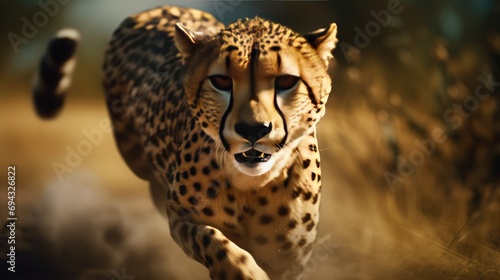 Illustration of a cheetah running after prey photo