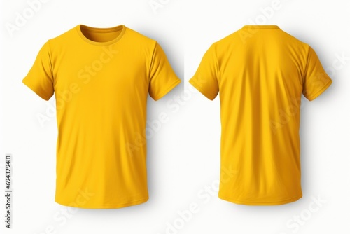 Mockup of a blank royal yellow tshirt front and back isolated on white background. Generative AI 