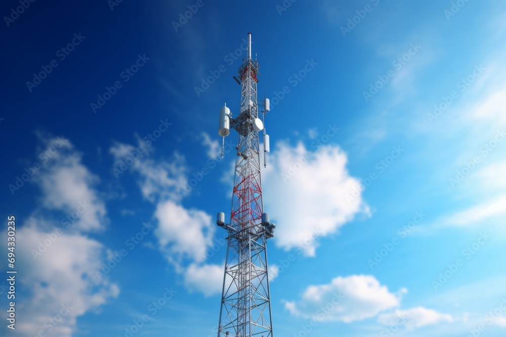 Telecommunication tower with blue sky background. Telecommunication tower with blue sky background.