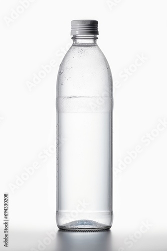 Wet bottle of purified water isolated on white, Generative AI 