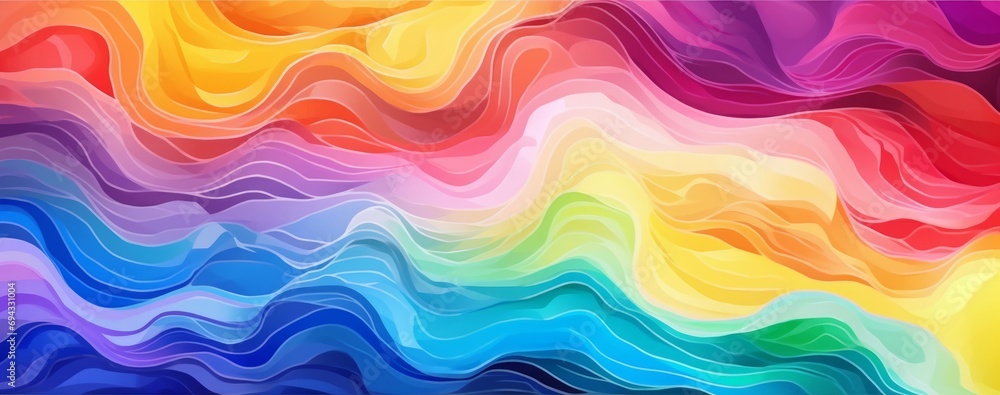 Watercolor abstract vivid rainbow pattern. Happy pride month. Pride abstract background, hand drown effect. Rainbow background. Generative AI  - obrazy, fototapety, plakaty 